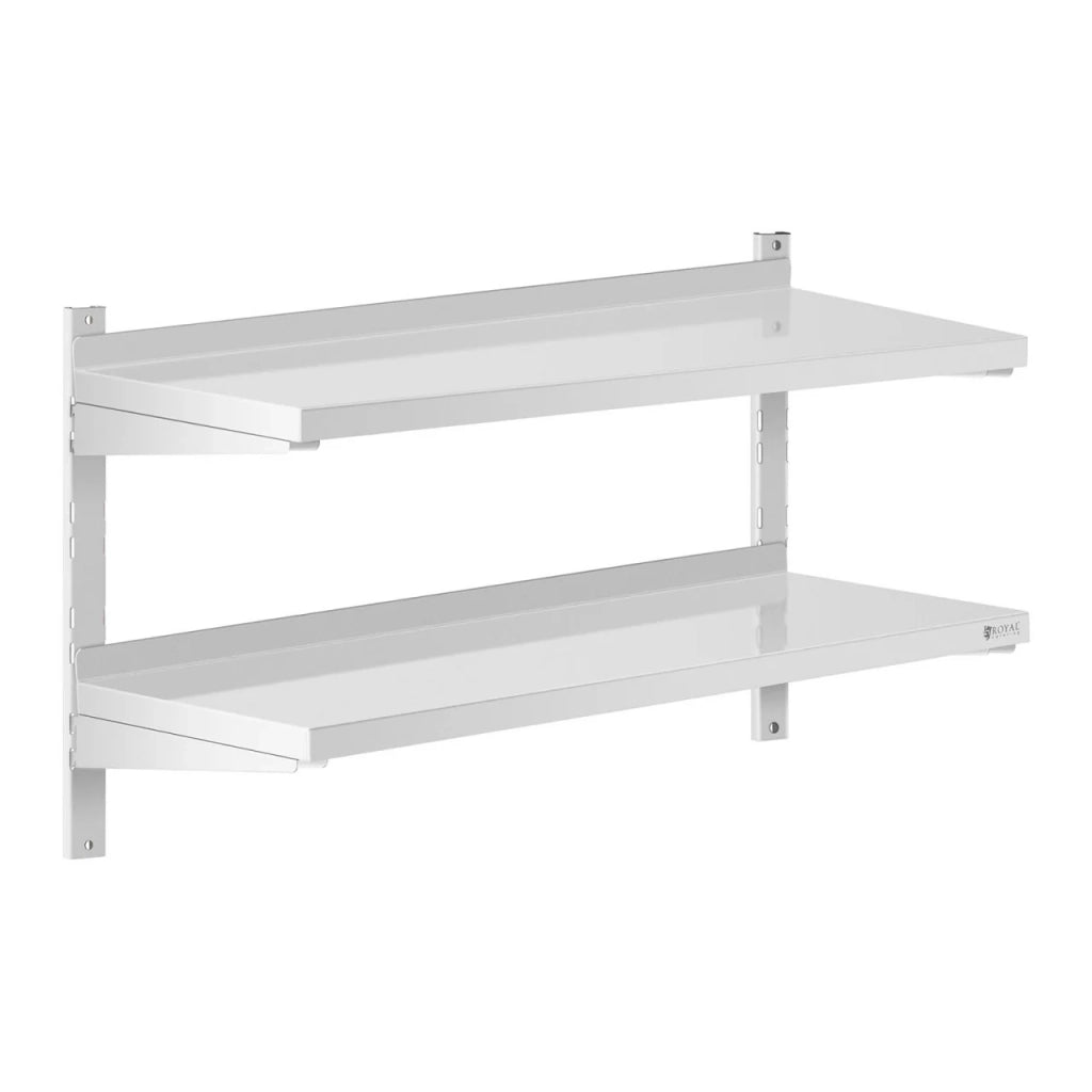 Mensola da parete professionale in acciaio inox con 2 ripiani 40 x 100 cm 14_0001551