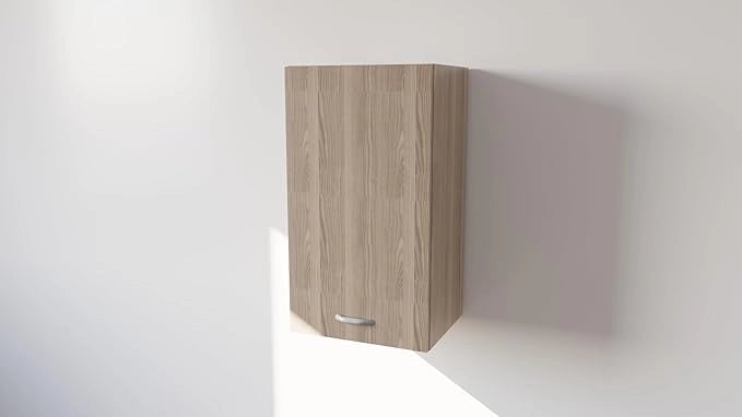 Pensile Cucina  in Legno Nobilitato Olmo, Mobile Alto con 2 Ante, Pensile Componibile Moderno Made in Italy (H60XL60XP32cm)