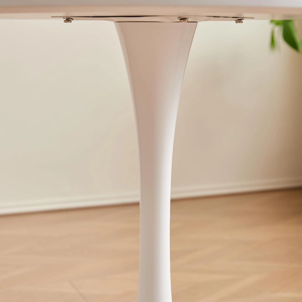 GrandCA HOME Tavolo da Pranzo Moderno Rotondo 70 cm con Piedistallo in Design Tulipano, Tavolo per il Tempo Libero Mid-Century per Cucina, Sala da Pranzo e Soggiorno, Bianco-70