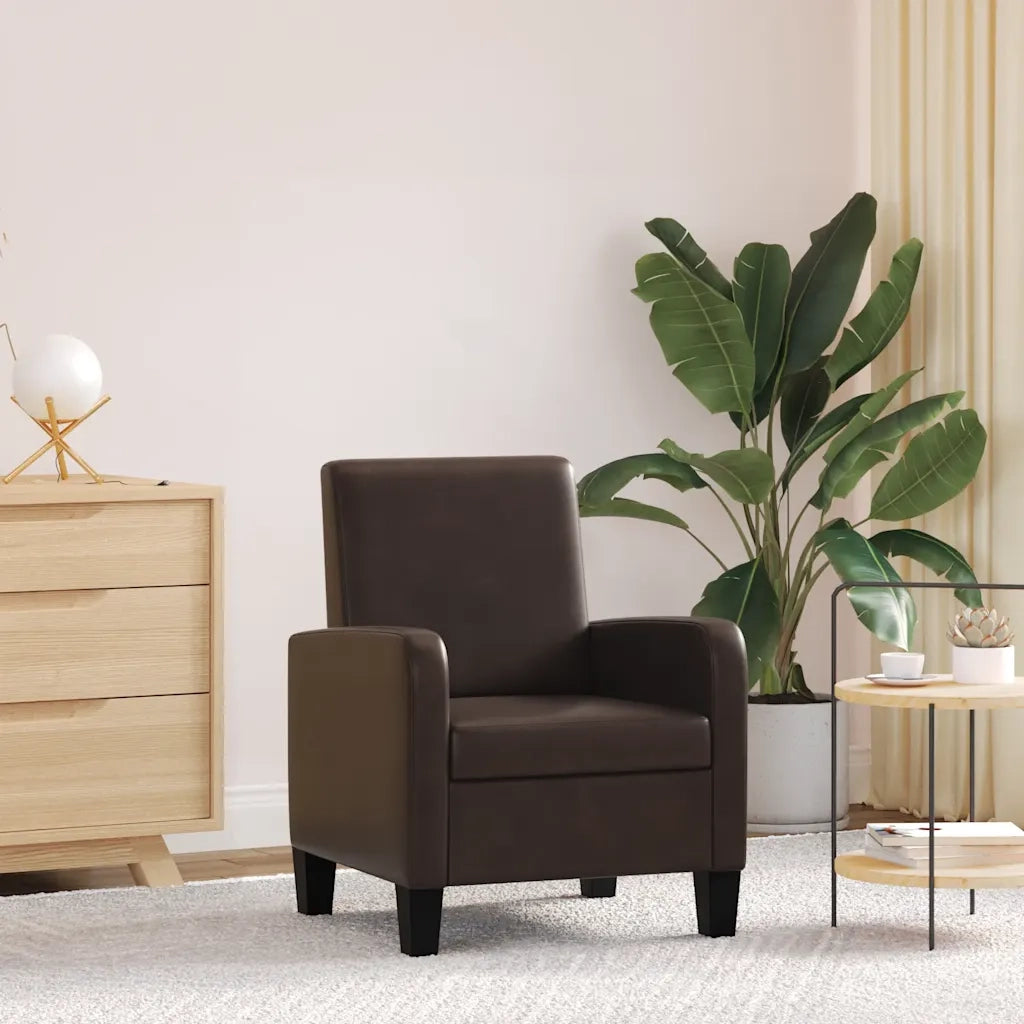 Poltrona-Divano Sedia-Poltroncina Marrone in Similpelle
