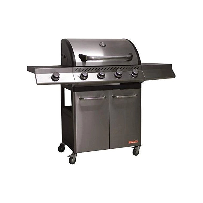 Sandrigarden BRASILE Barbecue a gas 4 fuochi + 1 fornello 16 kW Griglie in ghisa Acciaio Inox (130x54x110 cm) colore Acciaio Inox