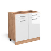 Vicco Mobiletto base per cucina Bianco lucido 80 cm senza piano di lavoro