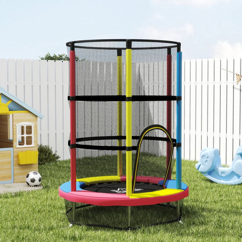 Trampolino per Bambini 3-6 Anni con Rete di Sicurezza, Senza Molle, ?160x190 cm, Multicolore