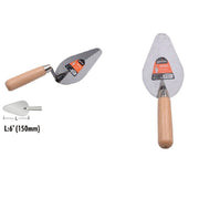 Trade Shop - Spatola Forma Pesca Cazzuola Acciaio 150 Mm 6" Manico In Legno Ferramenta 90476 -