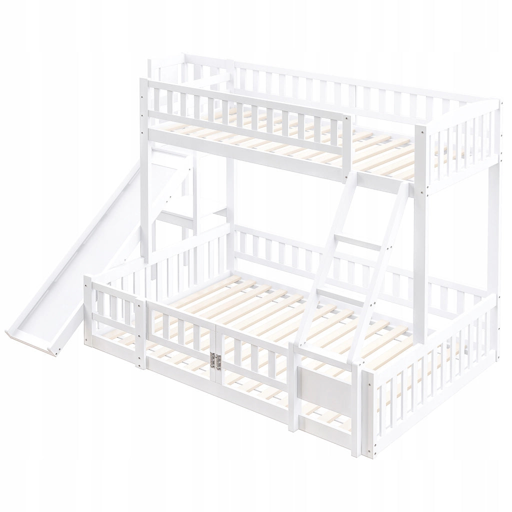 Letto a castello con scivolo - Xylo - 90/140x200 cm - Bianco - Senza materasso