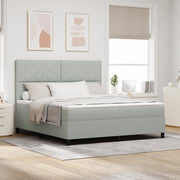 Letto Box Spring con Materasso Grigio Chiaro Super King in Velluto