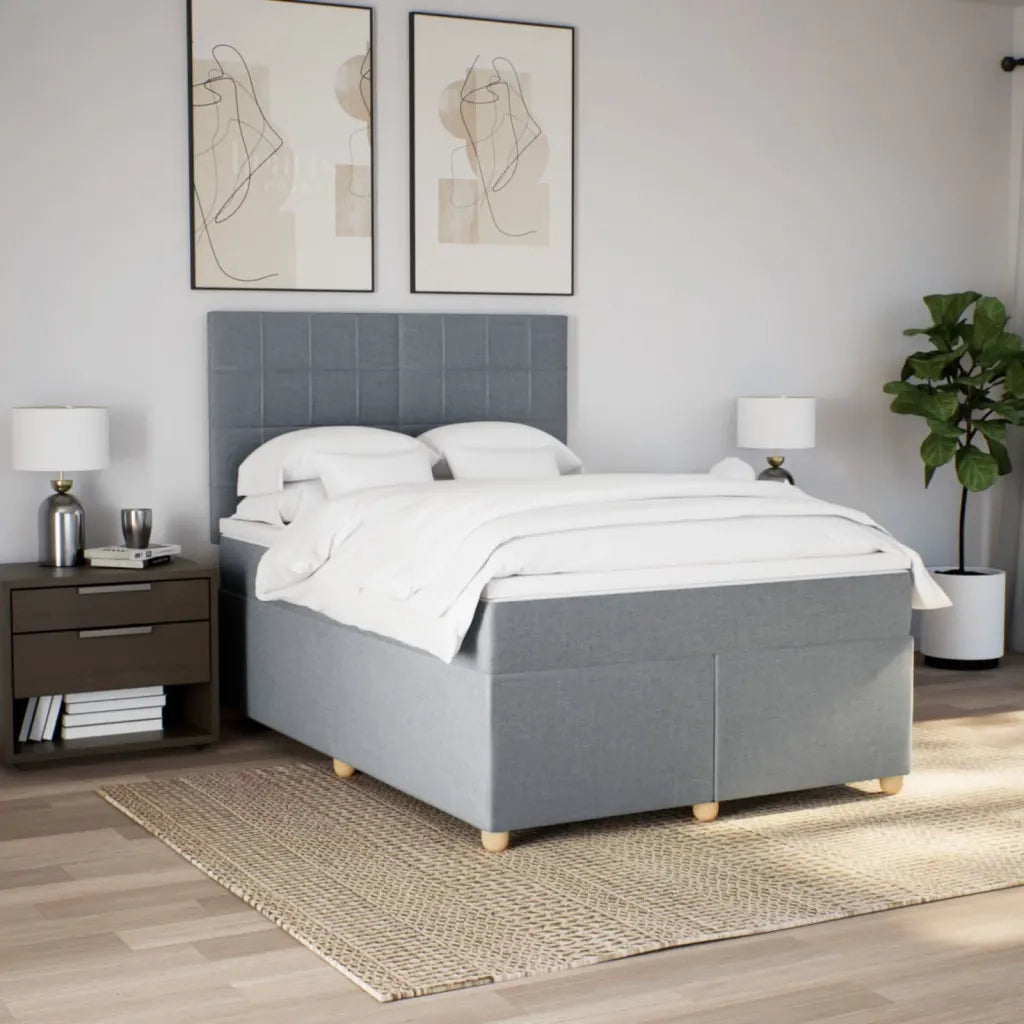vidaXL Giroletto a Molle con Materasso Grigio Chiaro 140x190cm Tessuto