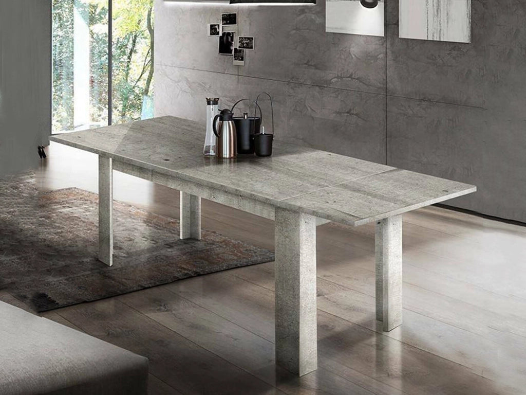 Tavolo per sala da pranzo Agenore, Made in Italy, Tavolo moderno con allunghe, Consolle allungabile, cm 160/210x90h75, Cemento