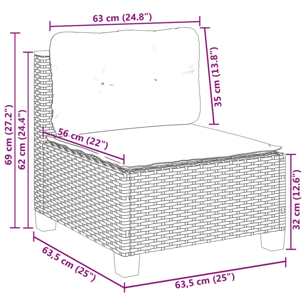 Set Divano da Giardino 5 pz | Set Salotto da Giardino con Cuscini Grigio in Polyrattan