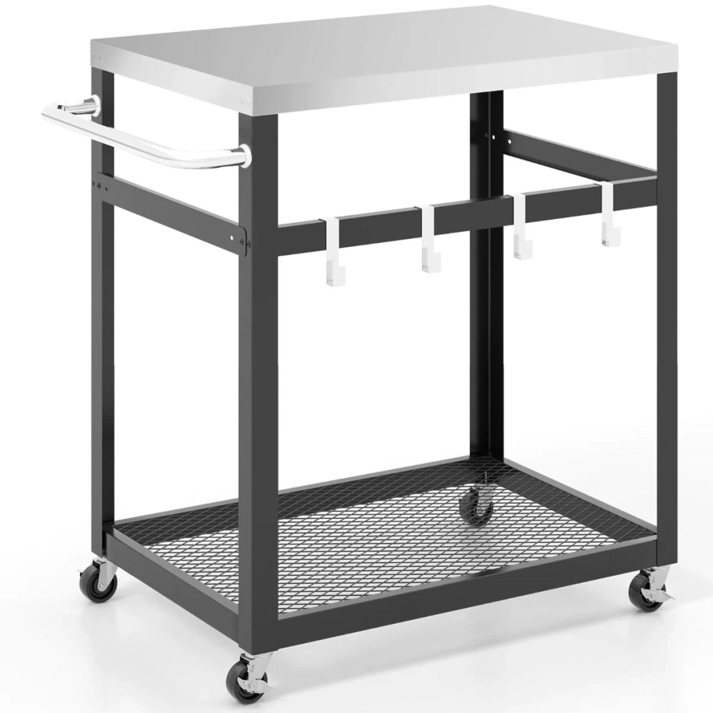 Carrello di servizio 83,5 x 50,5 x 84,5 cm con 2 ripiani pratico e facile da spostare acciaio inox nero 20_0019462