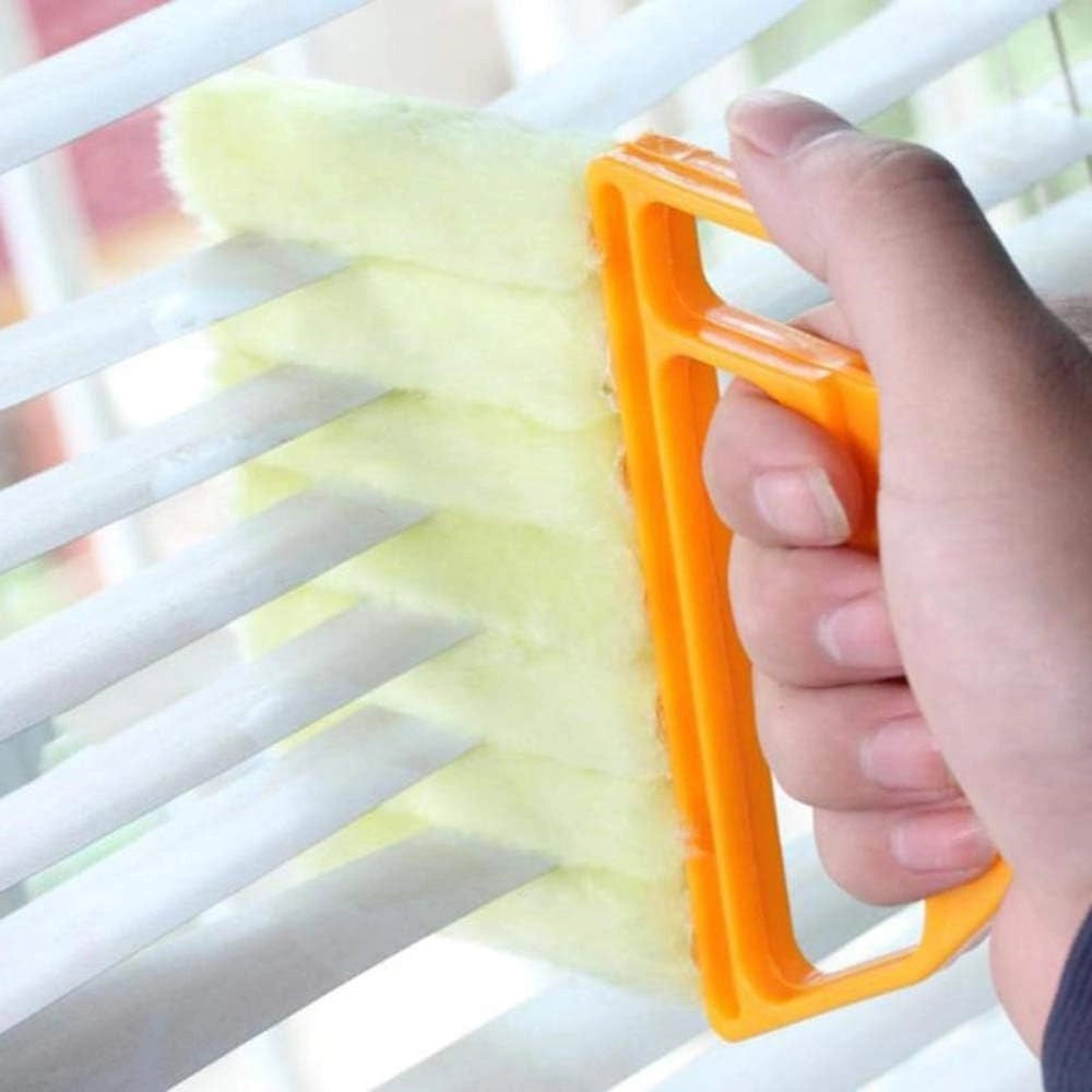 Trade Shop - Spazzola Per Pulizia Persiane 7 Lamelle In Microfibra Lavabile Per Tende Condizionatori -