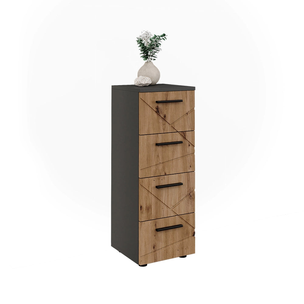 Vicco Mobiletto midi Antracite/Artisan 30 x 81 cm con 4 cassetti