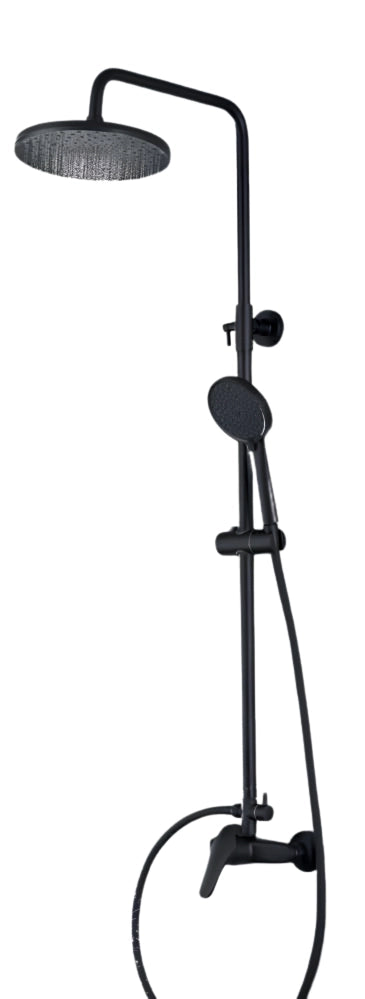 Colonna Doccia Nero Opaco con Miscelatore Meccanico, Supporto Regolabile, Doccetta Multigetto e Soffione Ø225 mm