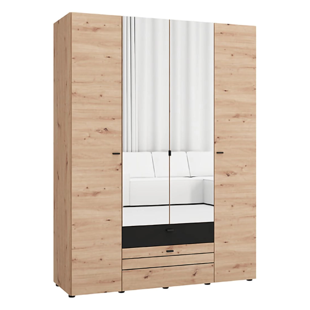 Armadio Camera da Letto Watamu, Guardaroba Grande 7 Ripiani, 155x208h cm Marrone Rovere Nodi