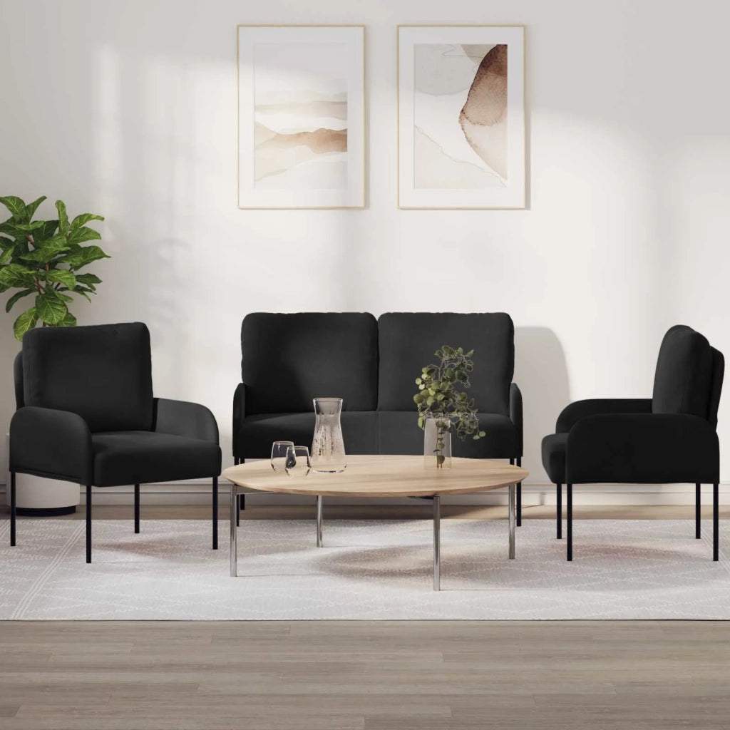 Set divani 3 pcs Nero 115 x 56 x 80 cm Legno compensato