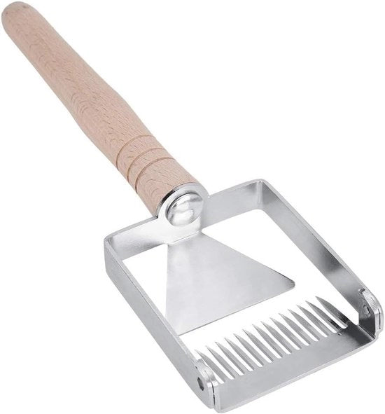 Schraper per Apicoltura in Acciaio Inossidabile con Manubrio in Legno - Strumento Sostenibile e Efficiente per l'Apiario - Penna a Setole in Feltro