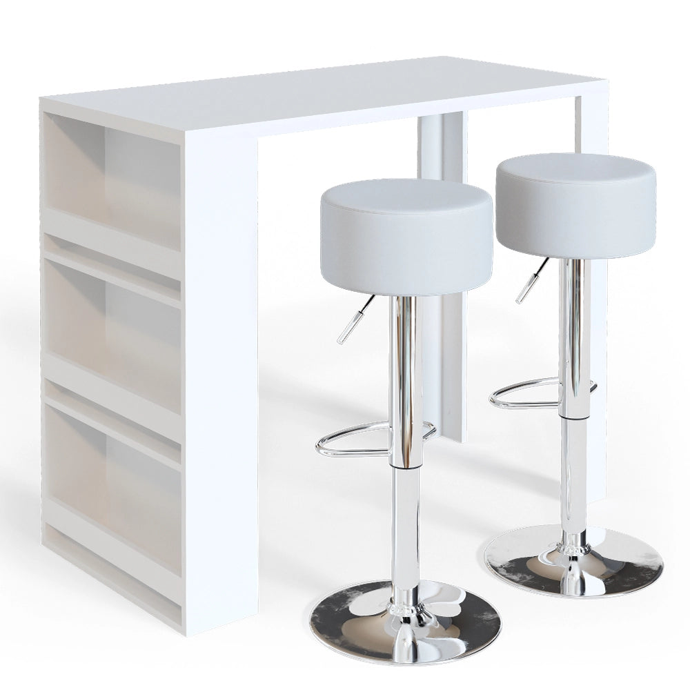 Vicco Tavolo bar con sgabelli Bianco 57 x 117 cm con 2 sgabelli da bar