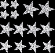 14 stelle di glitter in argento per adesivi a stelo da applicare con calore - adesivi autoadesivi stellari per abbigliamento e zaini.