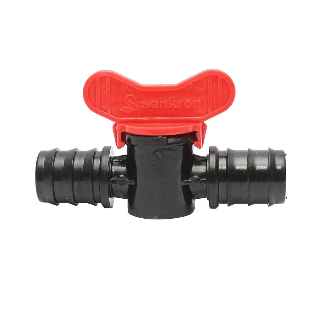 Rubinetto per tubo di gocciolamento uguale D25x25mm per sistemi di irrigazione.