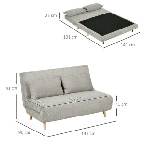 Divano letto convertibile con schienale reclinabile e cuscini in poliestere grigio 141 × 90 × 81 cm