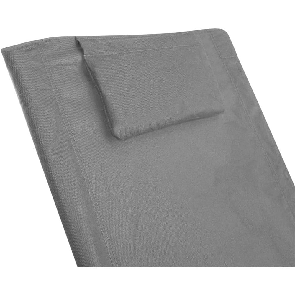 Trade Shop - Spiaggina Con Cuscino Per Testiera Grigio 57x47x95 Cm Pieghevole Portatile 281017 -