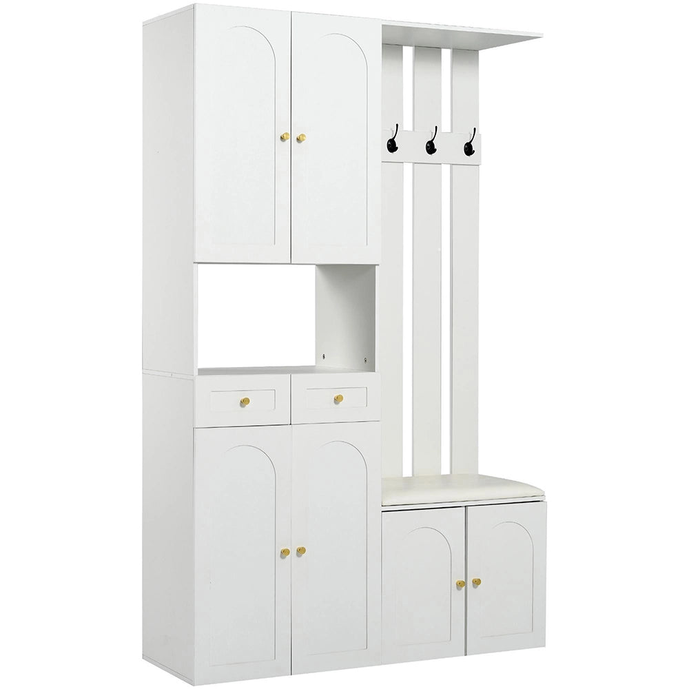 Set vestiario ingresso - Xylo - con panchina e armadio scarpe, 4 ganci, 6 ante, 2 cassetti, 110x180x37 cm