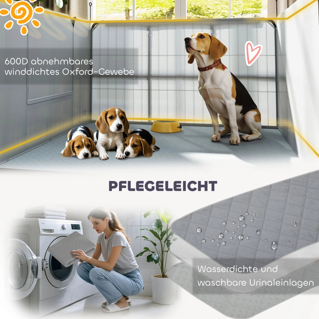 Recinto per Cuccioli con 7 Pannelli ¨C zephmum ¨C 203x102x60cm Nero