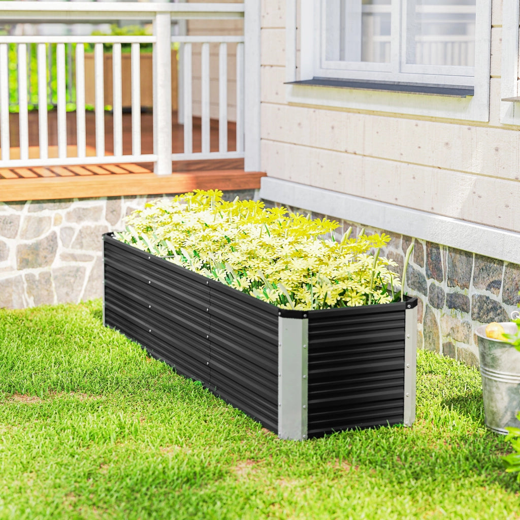Letto da giardino rialzato in acciaio ¨C zephmum ¨C grigio 183x47x40 cm