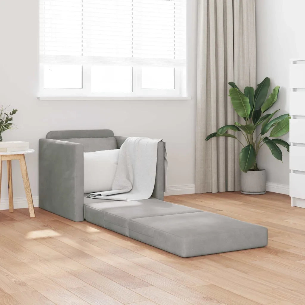 Divano letto-Sofa Letto-Daybed Grigio chiaro 74 x 77 x 81 cm Velluto