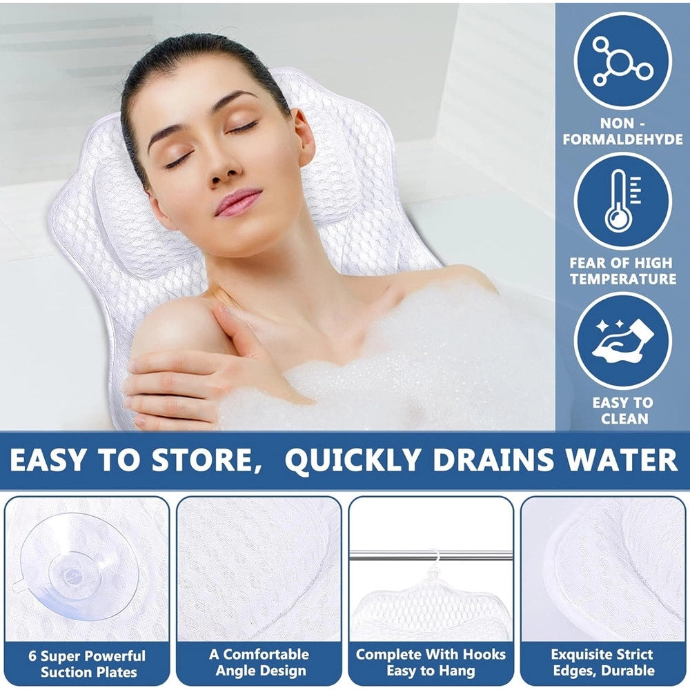 Trade Shop - Cuscino Da Bagno Ergonomico Poggiatesta Per Vasca 4d Mesh Supporto Per Testa Collo Schiena -