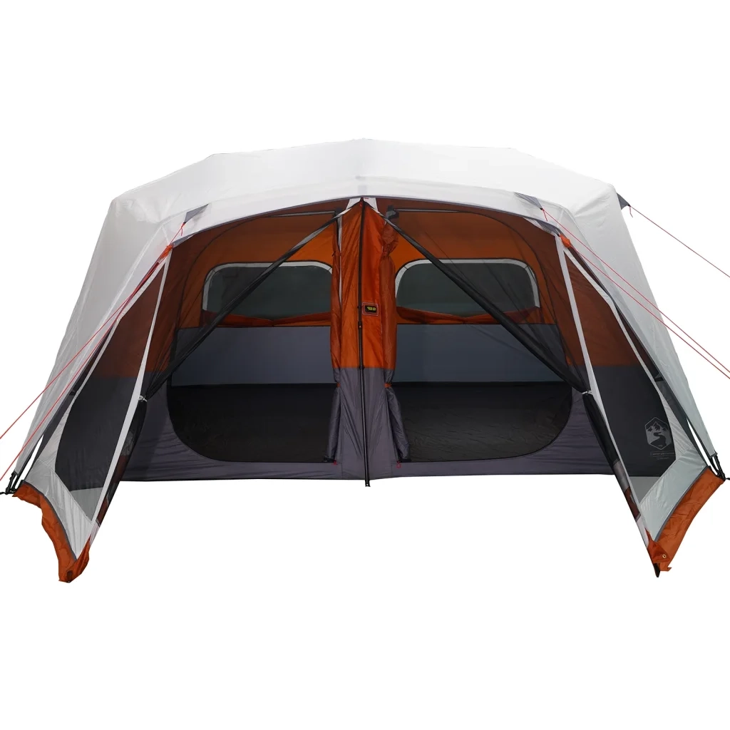 Tenda Famiglia LED 10 Persone-Tenda da campeggio Grigio/Arancione Rilascio Rapido