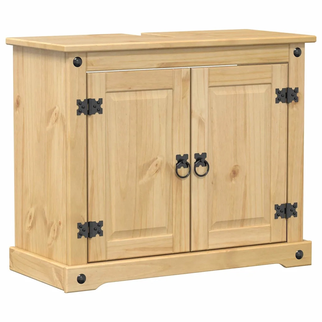 Mobile Lavabo da Bagno-Armadietto da bagno Corona 73x33x60cm Legno Massello di Pino
