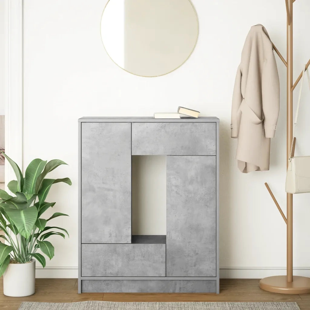 Credenza | Madia | Buffet da pranzo | Armadio da pranzo con Cassetti e Ante Grigio Cemento 73x31x90 cm