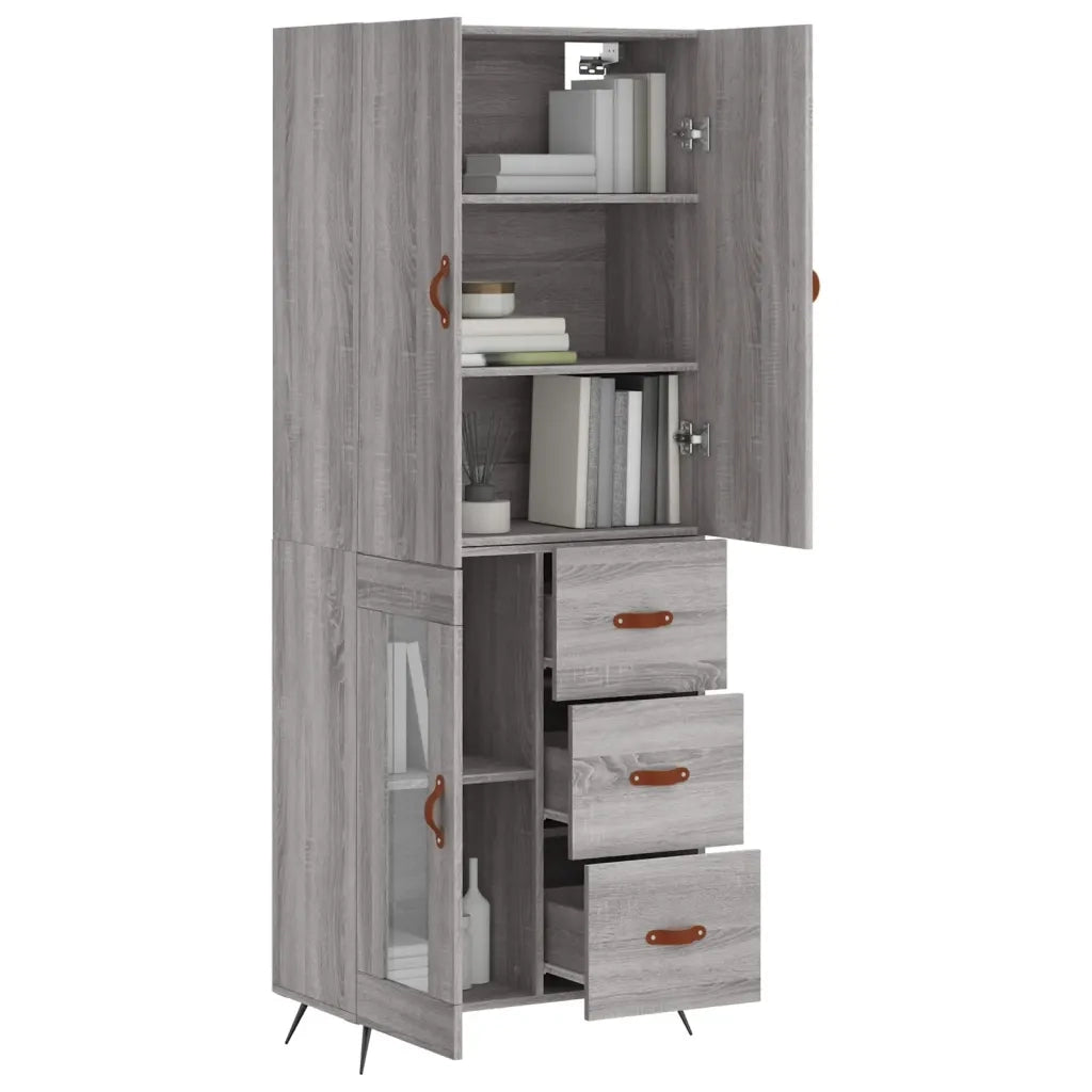 vidaXL Credenza Grigio Sonoma 69,5x34x180 cm in Legno Multistrato
