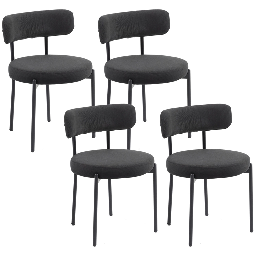 Set 4 Sedie da Pranzo con Schienale in Tessuto e Gambe in Metallo ¨C Minimal ¨C Nero 51x51x76 cm