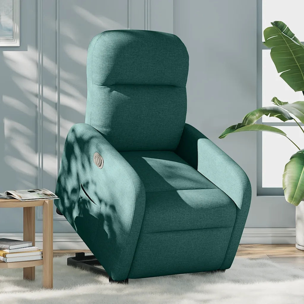 vidaXL Poltrona Alzapersona Reclinabile Elettrica Verde Scuro Tessuto