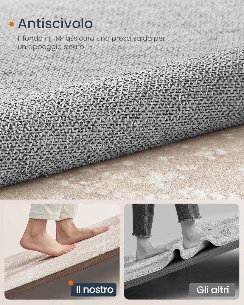 Tappeto per Soggiorno, 80 x 150 cm Tappeto Salotto Antiscivolo, per Soggiorno Camera da Letto Cameretta, Lavabile in Lavatrice, Stile Boho, Beige Cappuccino TAR026K01V1