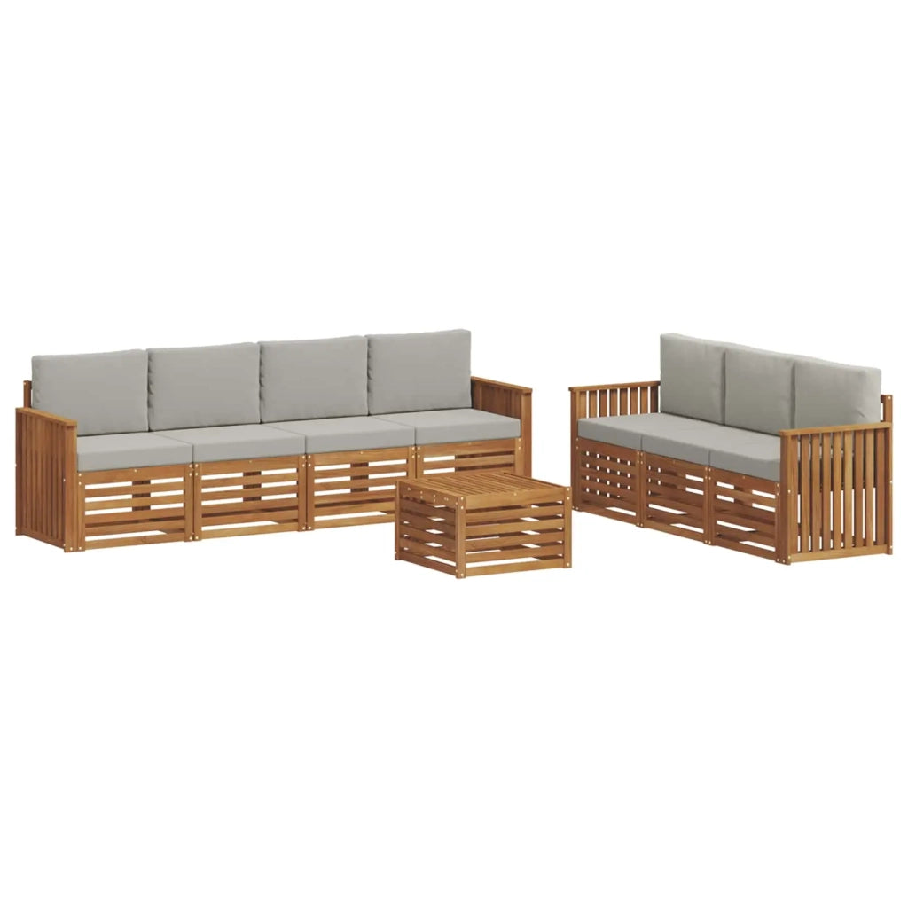 Set divani con cuscino 8 pcs Grigio Naturale e Chiaro