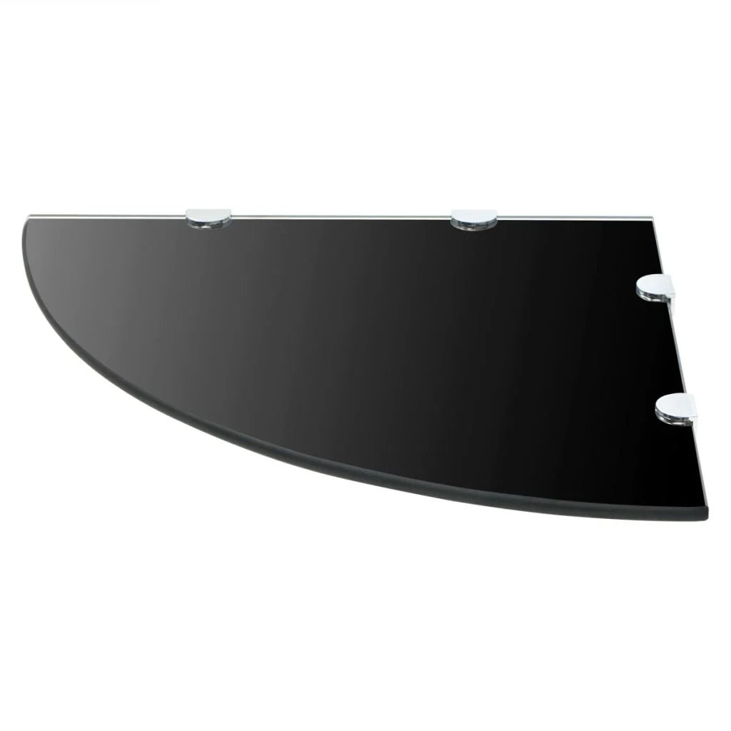 Mensola angolare con staffe cromate e vetro nero 45 x 45 cm 2702222/2