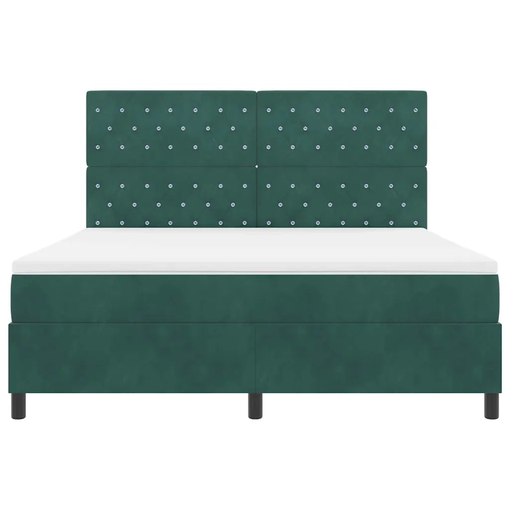 Letto a Sorgente LED Verde Scuro 180 x 200 cm Velluto 3343265