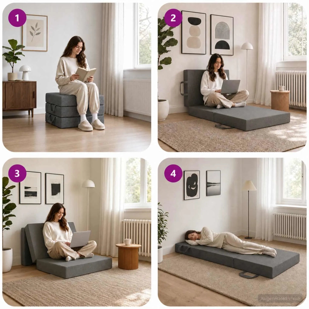 Divano Letto Pieghevole 90 x 63 x 45 cm Grigio Chiaro 900148