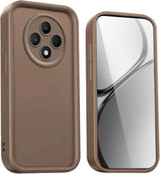 Custodia per smartphone compatibile con OPPO Reno12 F e OPPO Reno12 FS - Marrone - Resistente allo shock - Bordo elevato/angoli rinforzati