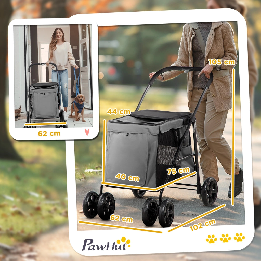 Trasportino pieghevole per animali ¨C Zephmum ¨C Grigio 102x62x105 cm