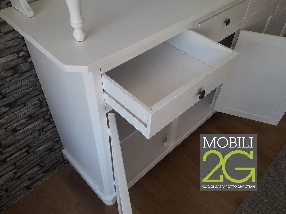 Cristalliera 3 porte bianca legno shabby chic l.150x43x215 (1508) - Mobili 2G