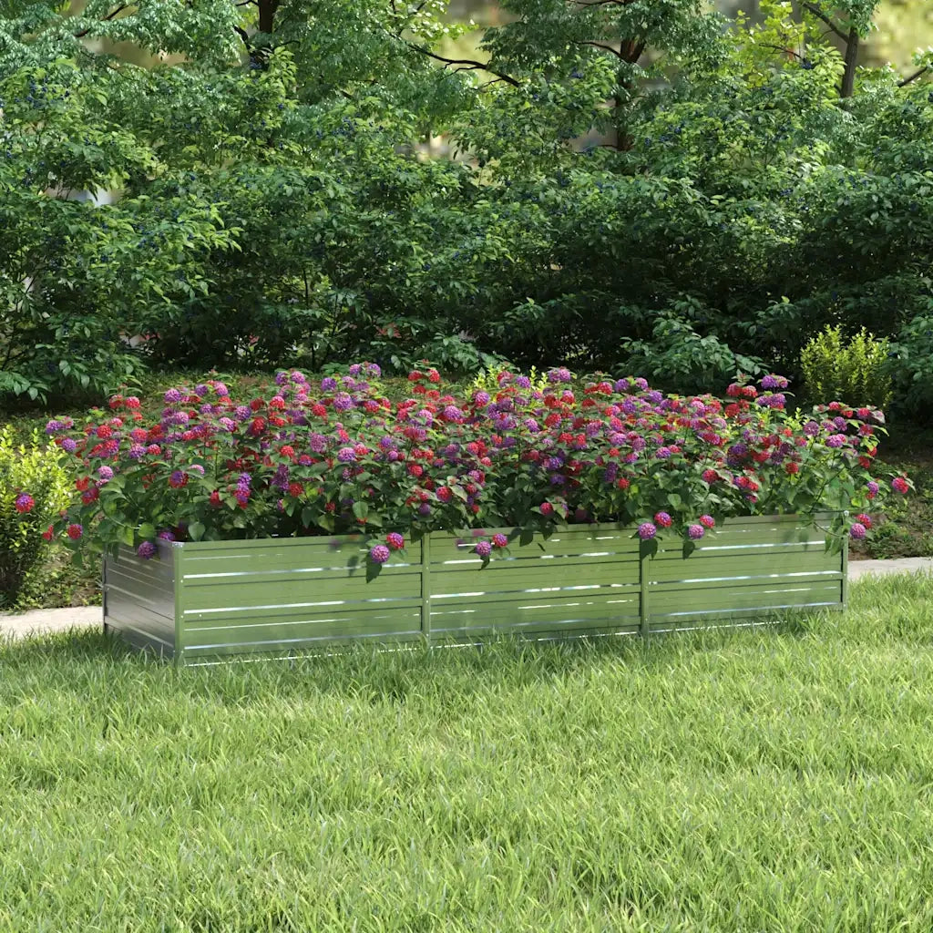 Fioriere | Cassetta per fiori | Letto Rialzato Giardino 240x80x45 cm in Acciaio Zincato Argento