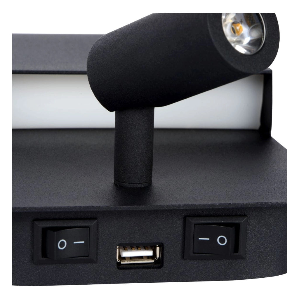 Applique Lucide Boxer LED 5W 3000K nero acciaio 2 luci
