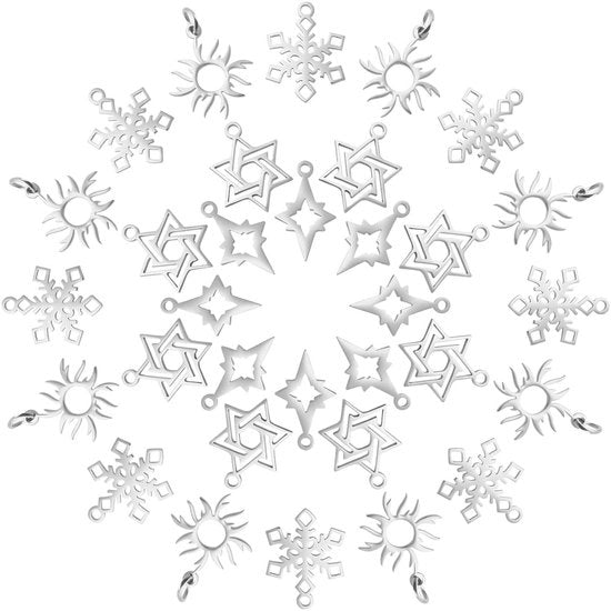 Accessori DIY per gioielli - Hanger antico sole/neve/ster - 40 pezzi - RVS - Dimensioni 14 mm x 12 mm