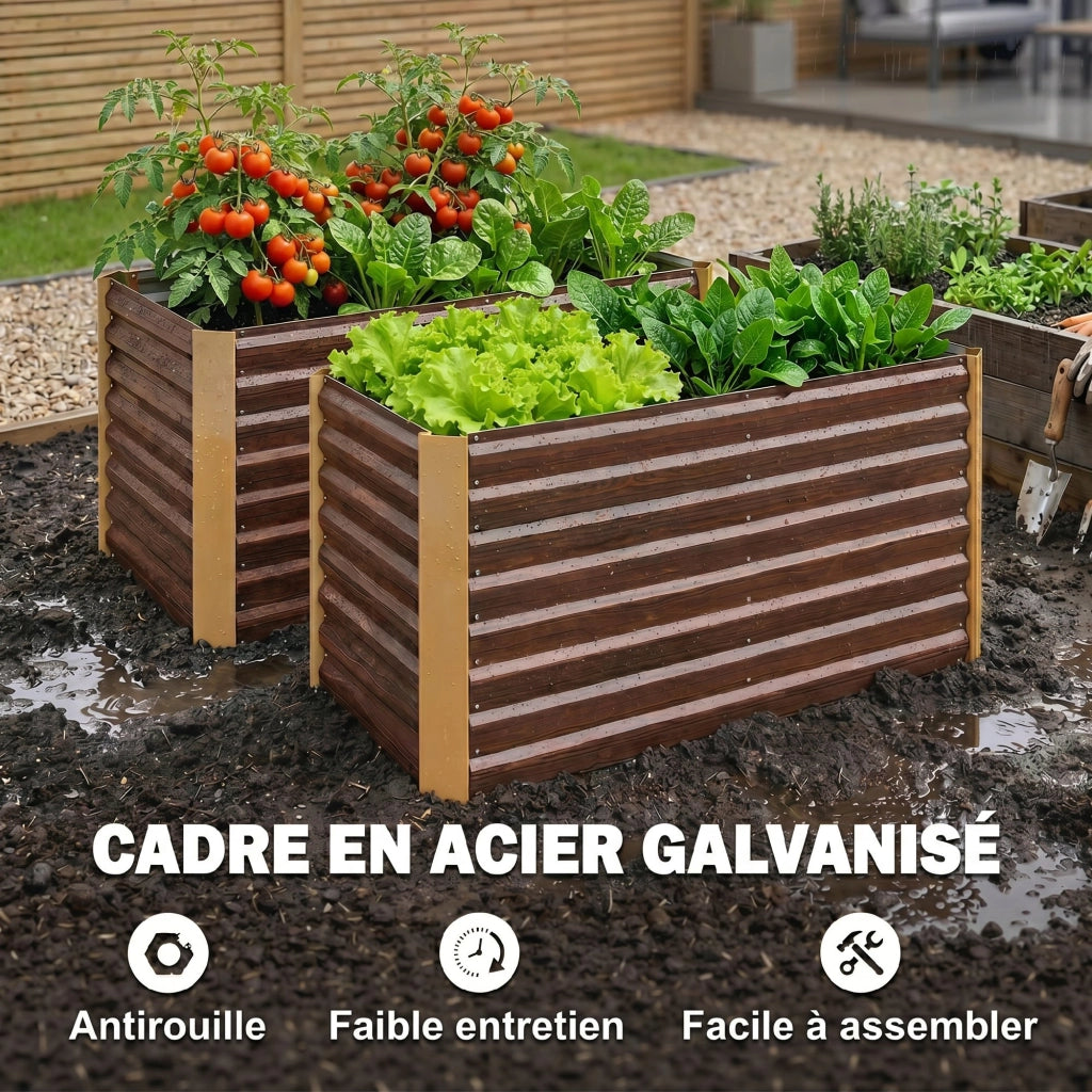 Letto da giardino rialzato in acciaio galvanizzato ¨C zephmum ¨C marrone 120x60x60 cm