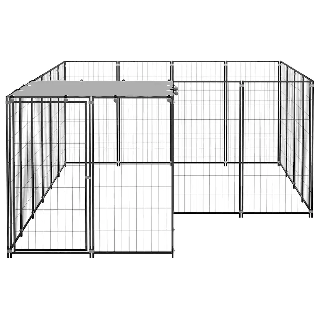 Gabbia per Cani Nera 6,05 m² in Acciaio 3082205