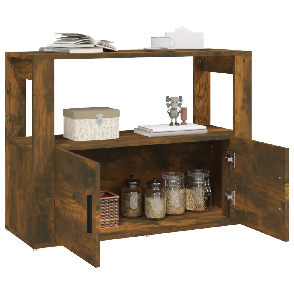 Credenza Rovere Fumo 80x30x60 cm in Legno Multistrato 819457